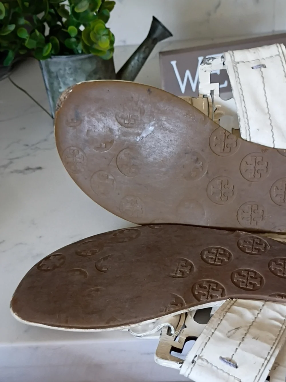 Tory Burch White Cutout Strap  Footform Sandals
